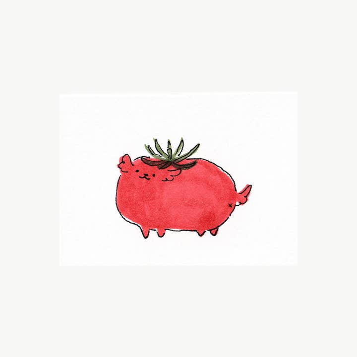Mini Print - "Lil' Tomato Dog" - 4x3" for wholesale by Rebekah Evans Art