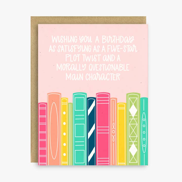 Plot Twist & Morally Questionable Birthday Card for wholesale by Little Lovelies Studio
