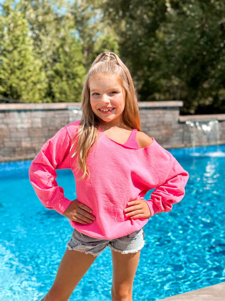 Glittering South - Wholesale Sweatshirt - Women's - Raw Edge Off Shoulder Sweatshirt
