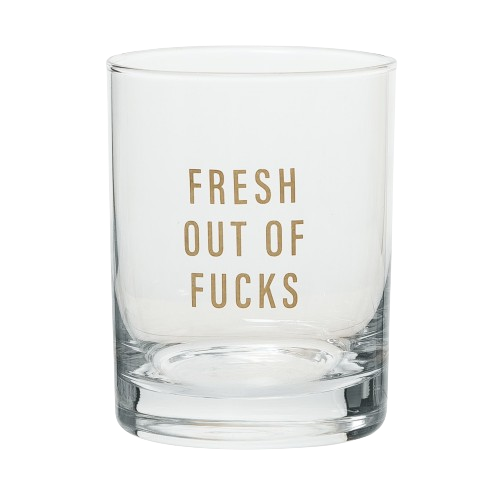 Transparent Fresh Out Of Fucks Rocks Glass for wholesale on Faire0