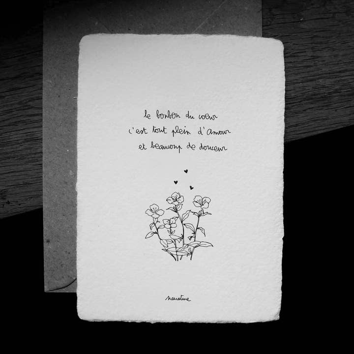 Doce de coração - cartão 10x15 e envelope reciclado por atacado de Narrature