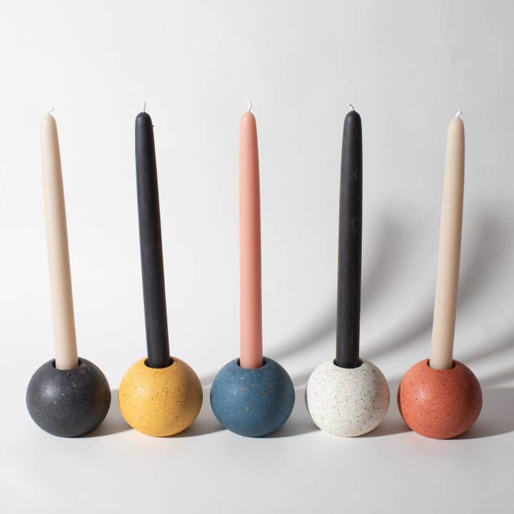 pretti.cool - Wholesale Candle Holder - Sphere Candlestick Holder | Marigold Terrazzo1