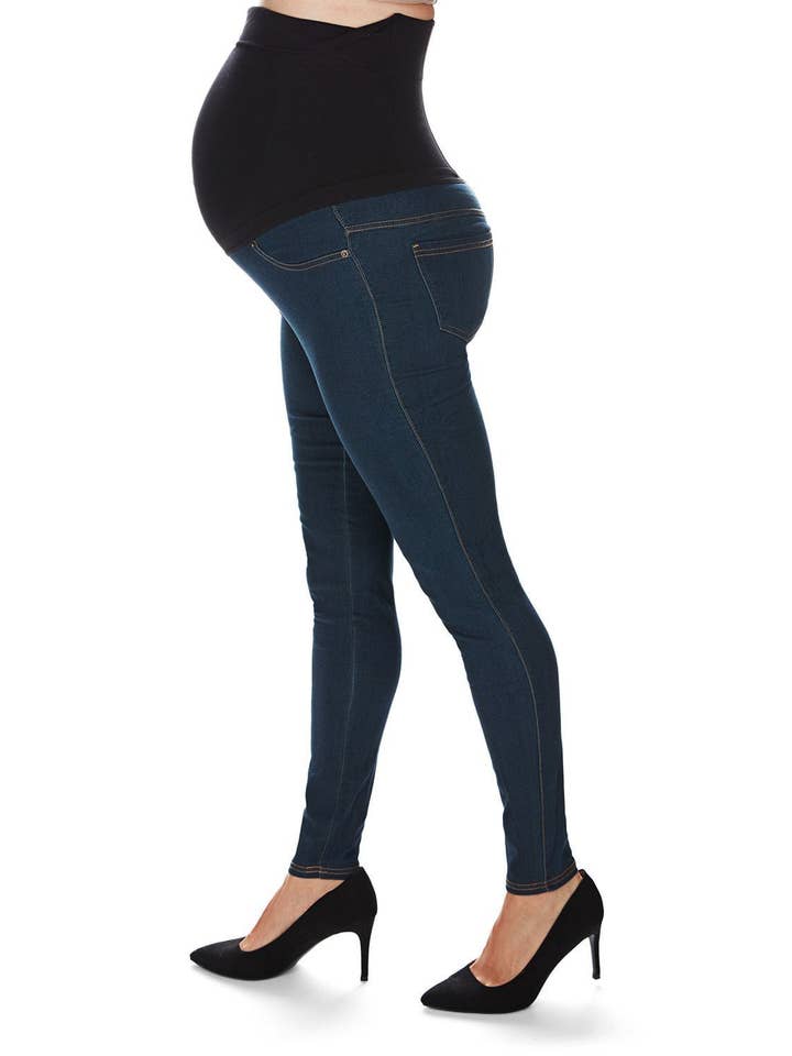 Leggings de maternité en mélange de bambou MeMoi Denim pour la vente par Infinity Classics International Inc.