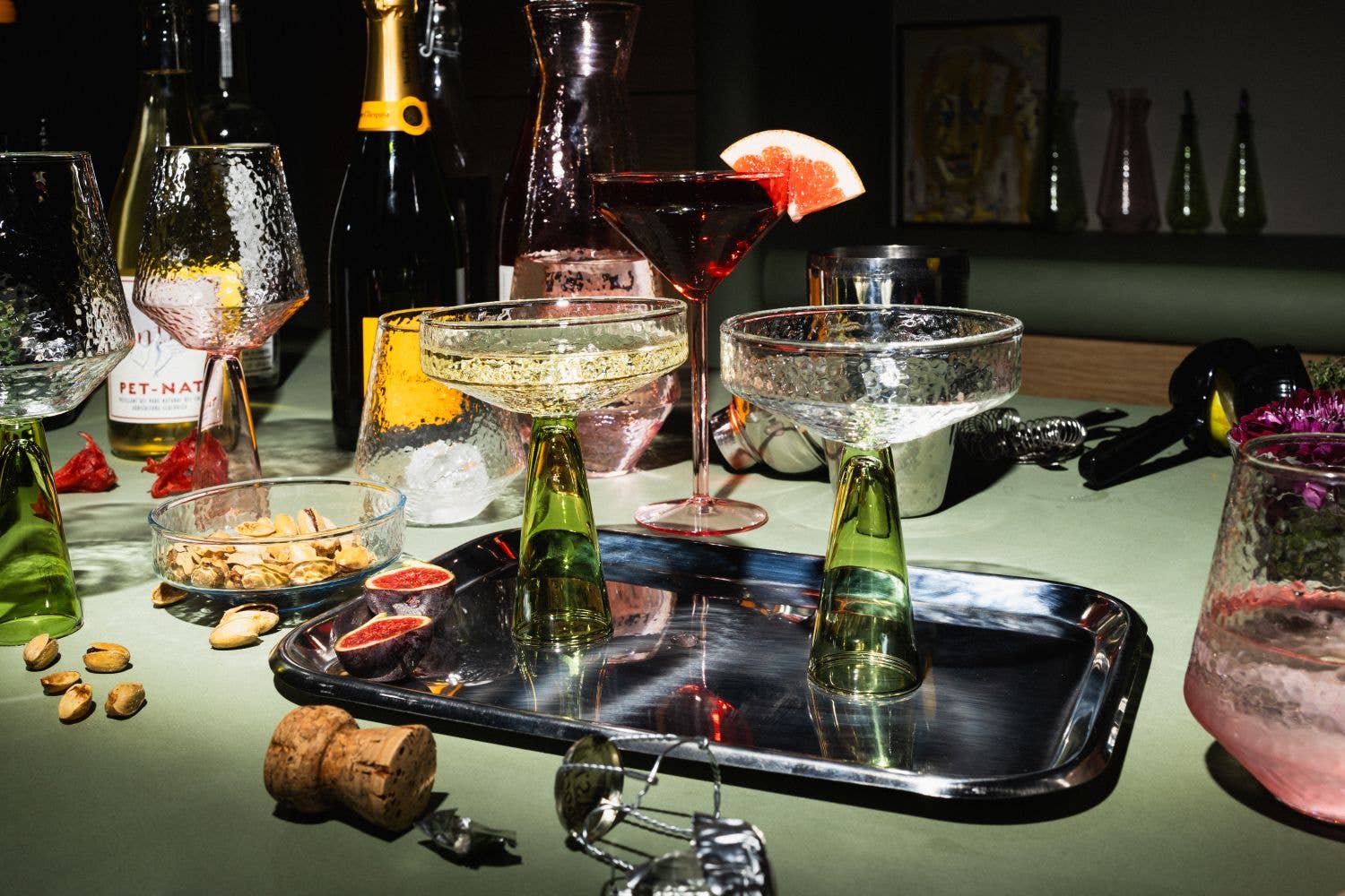 Brût Home and Glassware - Wholesale Cocktail/Liquor Glass - Champagne Coupe Claude | set of 2 | green2