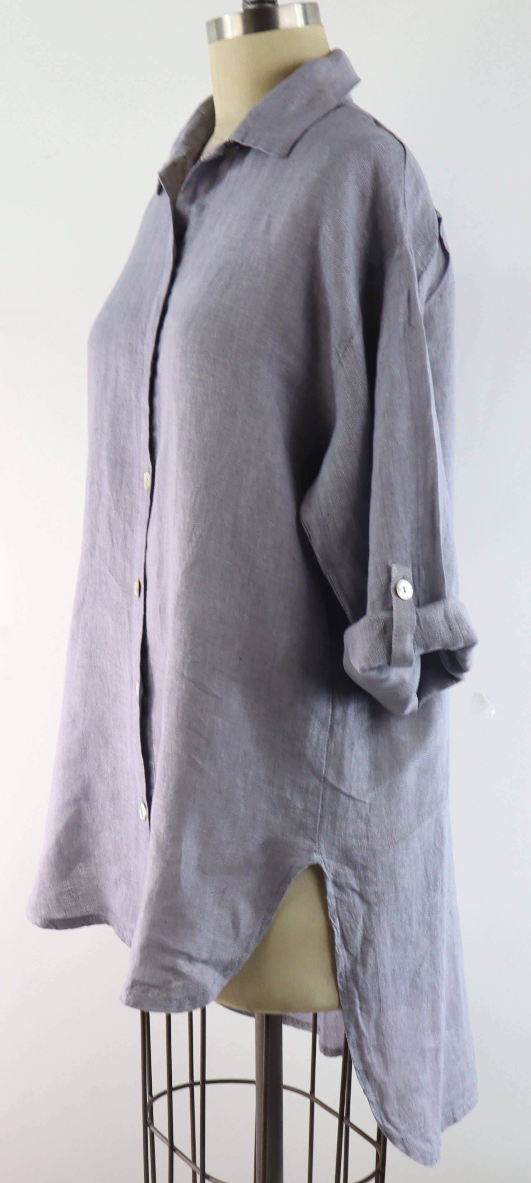 LINEN AND GAUZE - Vente Tunique – femme - 3348 - Blouse ample en lin Hi Low 9 couleurs7