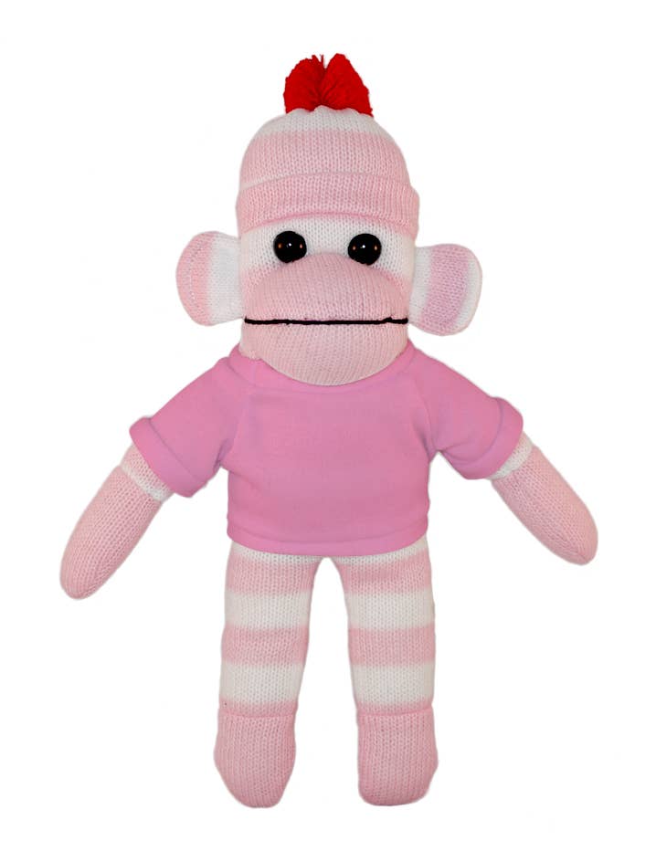 Plushland – Großhandel Kuschel-/Plüschtier – Kind & Baby – Pink Sock Monkey Sitzsack Tier 25,4 cm9