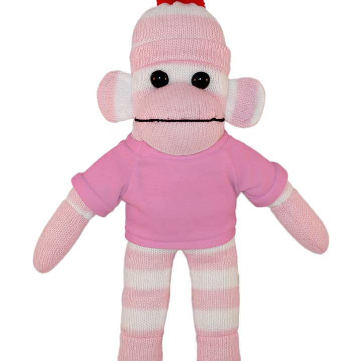 Plushland - Wholesale Stuffed/plush toy – Kids & baby - Pink Sock Monkey Bean Bag animal 10"9