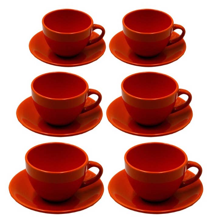 Romeo Orange Tea Cup Set 6 Pieces with Saucer for wholesale on Faire1