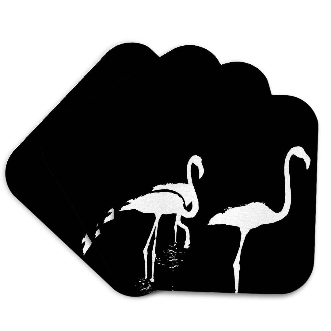 3dRose – wholesale Coasters – 3dRose, Three Flamingos Watercolor Silhouette In White, Coaster7