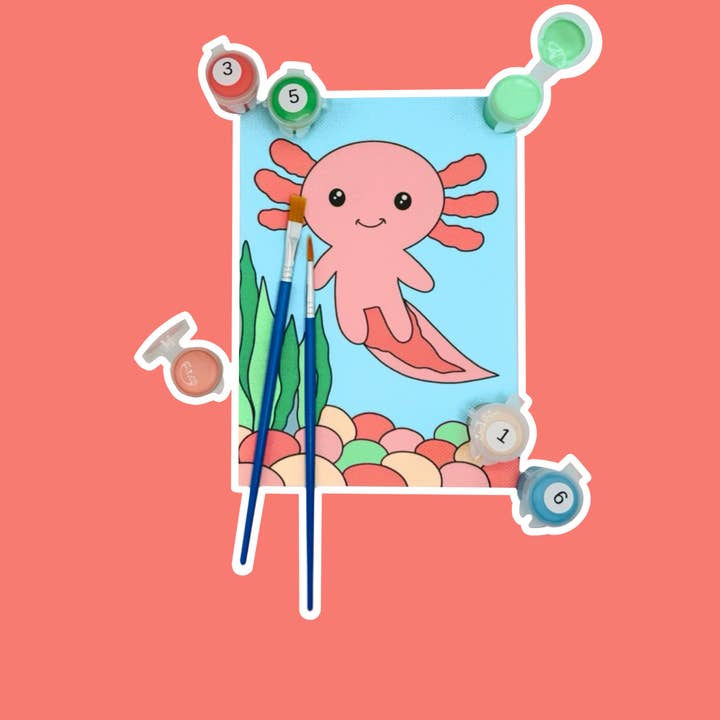 Axolotl - Mini Paint by Number Kit (5x7) for wholesale by Colorful Creators