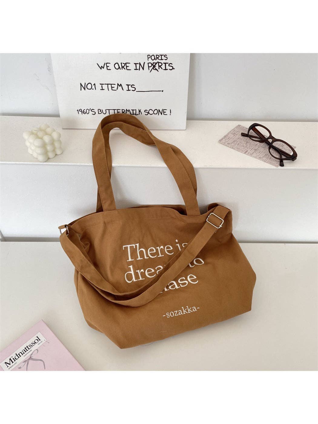 Funkyrel® Atzbranding Limited - Venta al por mayor Bolsa de asa- Mujer - Cosbai - Bolsa de lona con letras coreanas para mujer4