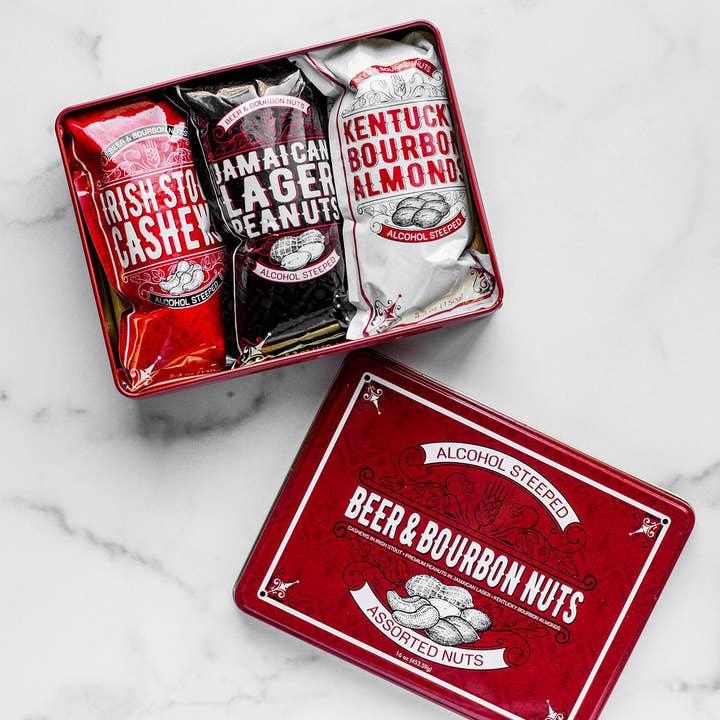 Sugar Plum Chocolates - Wholesale Nuts - Beer & Bourbon Liquor Nuts Gift Tin - 16 Oz.2