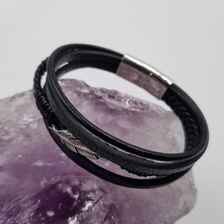 magnolia jewelry - Wholesale Bangle Bracelet - Feather Leather With Magnetic Snap Bracelet