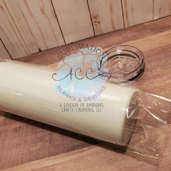 ACC Sublimation Blanks – wholesale Insulated mug/tumbler – SHRINK WRAP clear or white for 20 oz Sublimation ready skinny tumbler