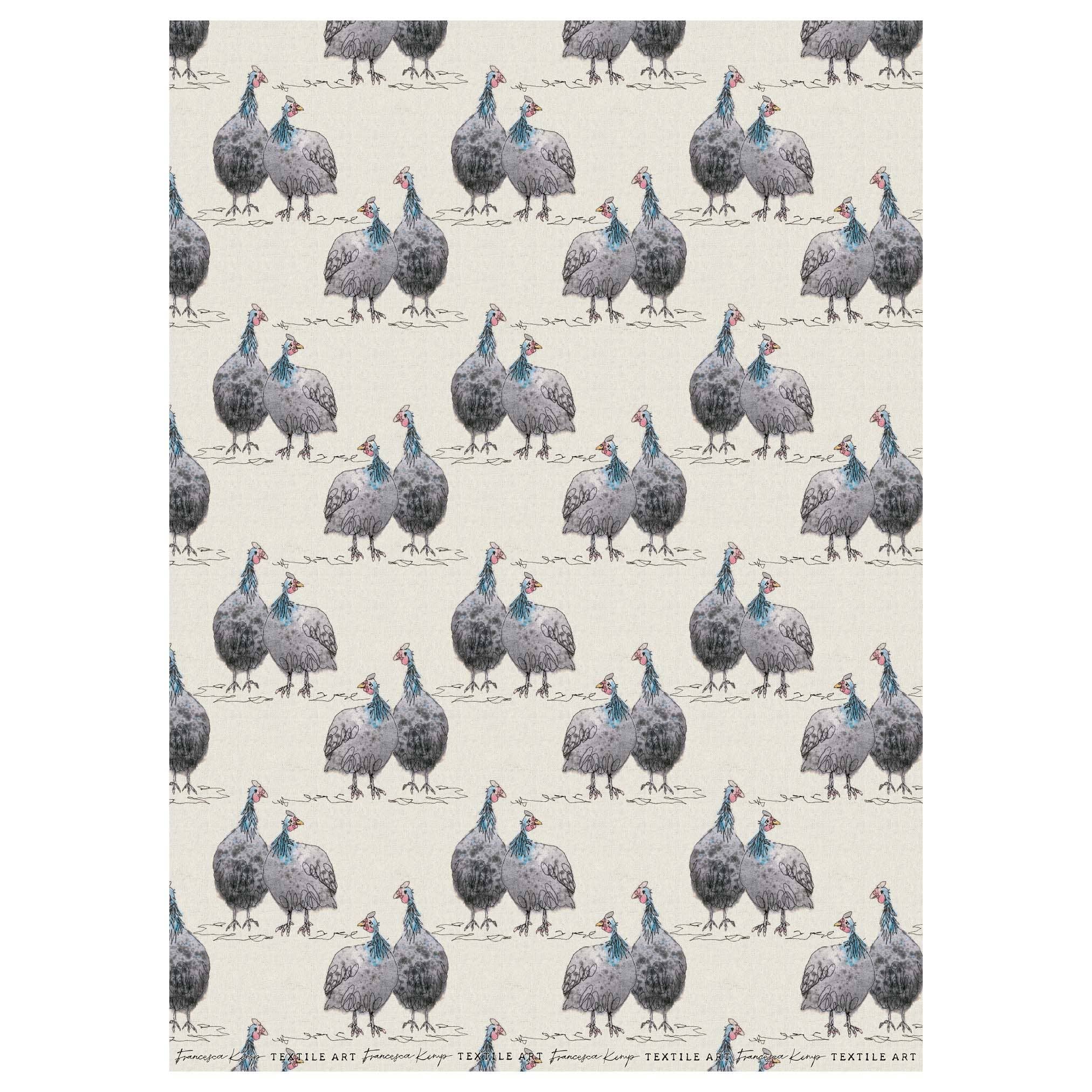 Francesca Kemp Textile Art - Vente Feuille de papier cadeau - Papier cadeau pintade1