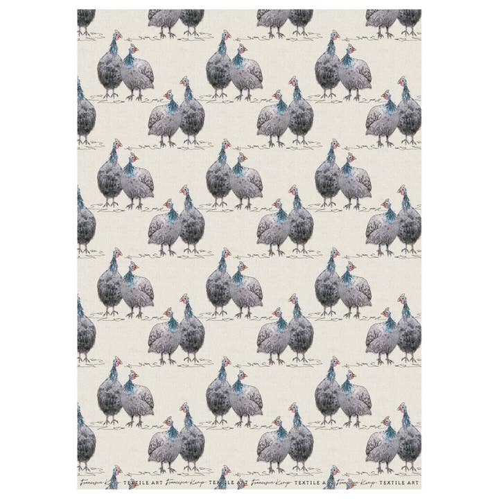 Francesca Kemp Textile Art - Vente Feuille de papier cadeau - Papier cadeau pintade1