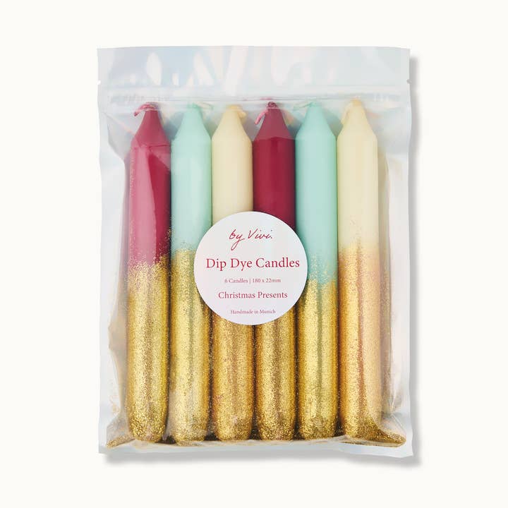 Set di Candele Dip Dye: Regali di Natale Glitterati per la vendita all'ingrosso da parte di by Vivi.
