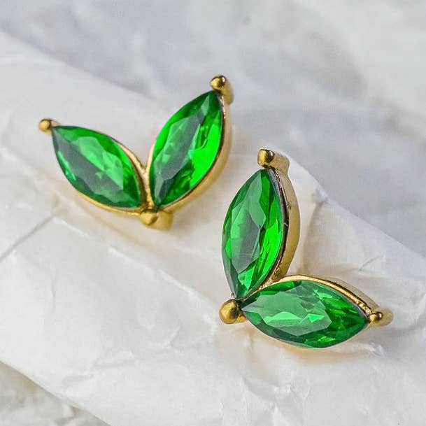 Amaris Green Gem Stud Earrings for wholesale by Faya & Co.