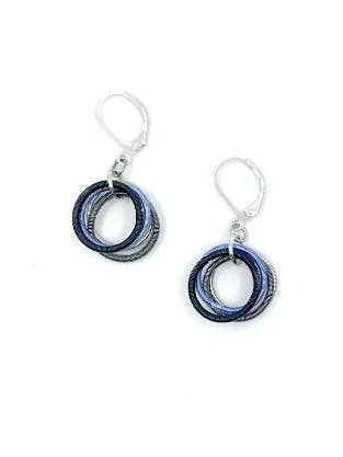 S44B-E - Blue/Black/Silver Wire Earring for wholesale by Sea Lily