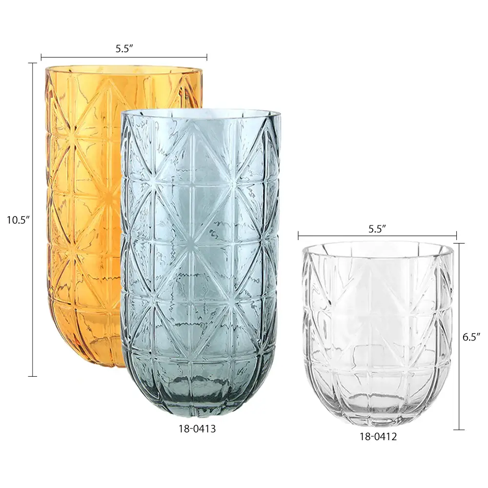 Galore Home - Wholesale Vase - Geometric Glass Vase (H-10.5" x D-5.5")4