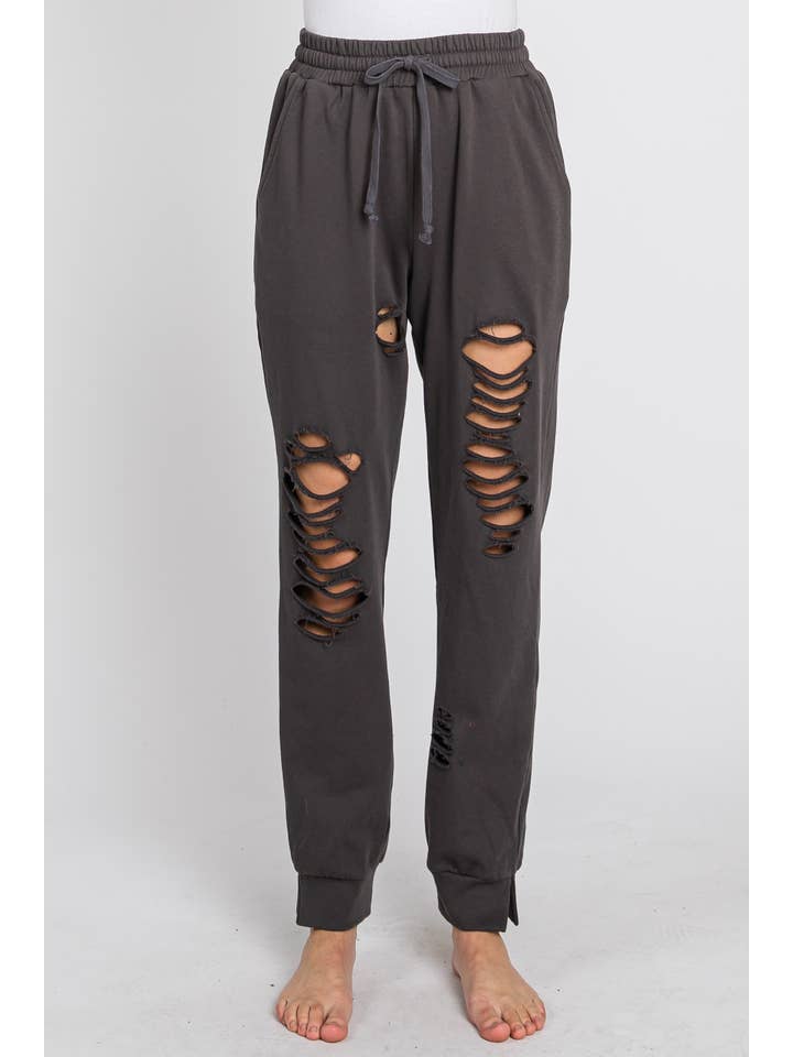 ELLEBORN - Wholesale Joggingbroeken - Dames - Joggingbroek met gescheurde mouwen - 3272P10