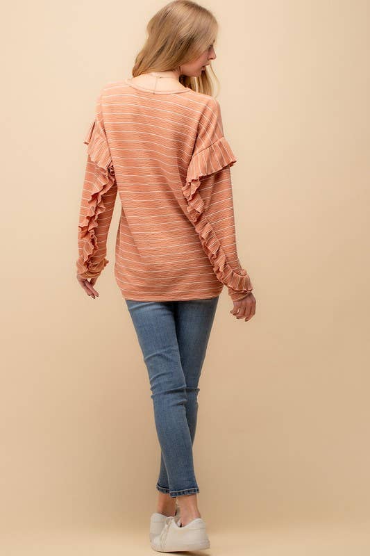 Doe and Rae - Vendita all'ingrosso Felpa - Donna - Pullover con dettagli sulle maniche con volant - 13726T3