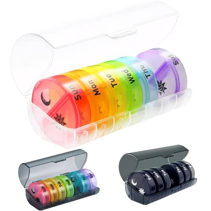 Vigor Path - Wholesale Pill organiser - 7-Day Pill Organizer with Two Compartments Per Day (Clear)1