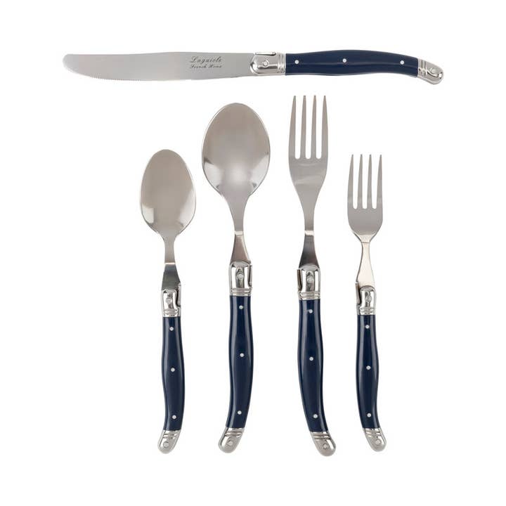 French Home - Vendita all'ingrosso Set di posate - Set di posate in acciaio inossidabile Laguiole da 20 pezzi per 4 persone, blu navy1