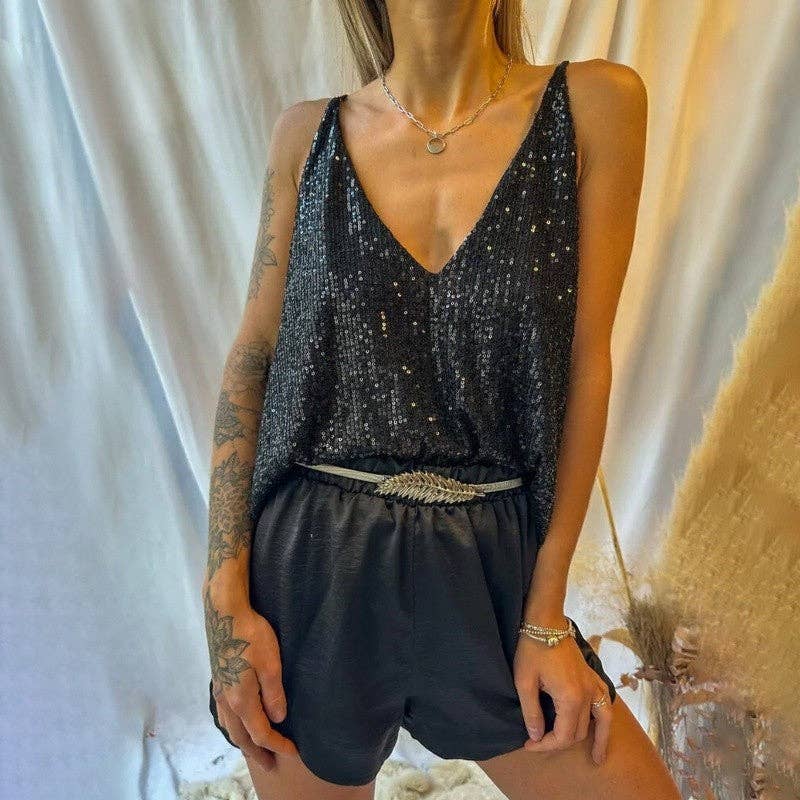 MoodGold - Wholesale Blouse - Women's - Two-Way Sequin Spaghetti Strap Top6