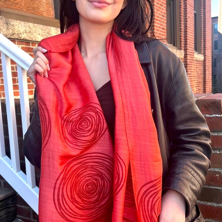 Wooven - Wholesale Scarf - Women's - Screen Printed Silk Blend Scarves in 13 colors and patterns, hand printed in Vietnam2