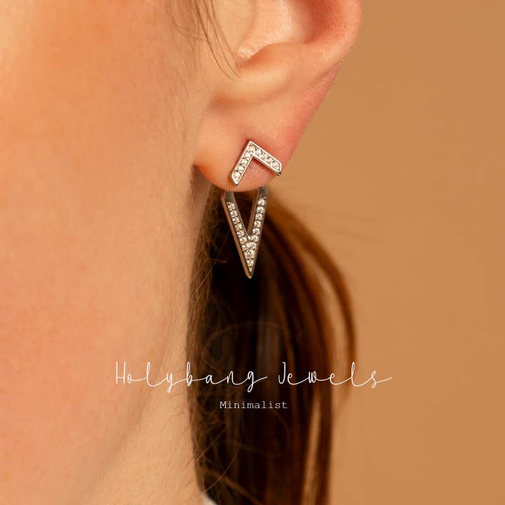 HolyBang Jewels - Wholesale Ear Jackets/Climbers - CHEVRON EAR JACKETS - E-S1074