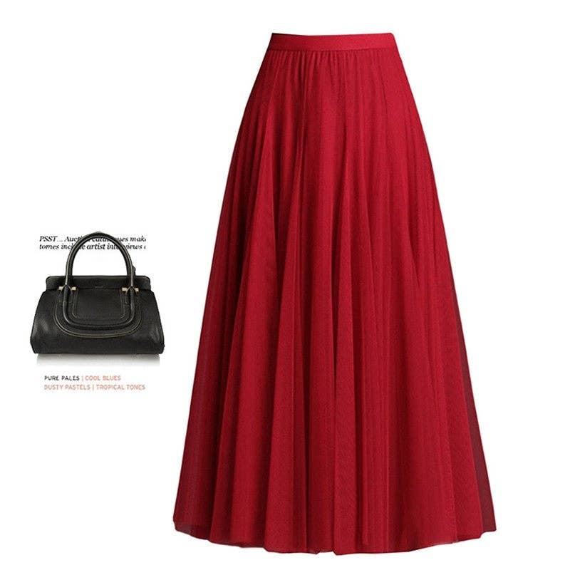 UZ Wholesale Store - Vendita all'ingrosso Gonna - Donna - Gonna lunga a doppio strato tinta unita con orlo oversize6