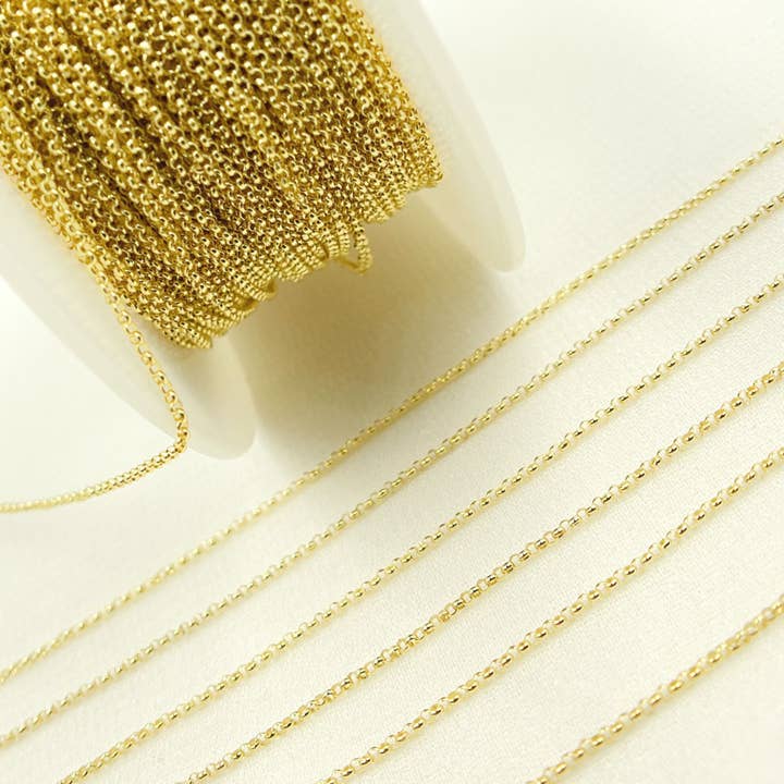 Tresor Jewelry Inc. - Wholesale Link & Chain Necklace - 030BETLGbyFt. 14K Solid Yellow Gold Rolo Link Chain1