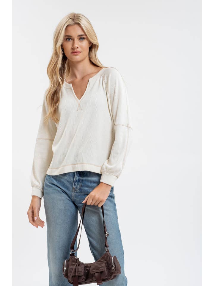 Blu Pepper - Wholesale Knit Top - Women's - SPLIT NECK LONG EXTENDED SLEEVE RAGLAN KNIT TOP11