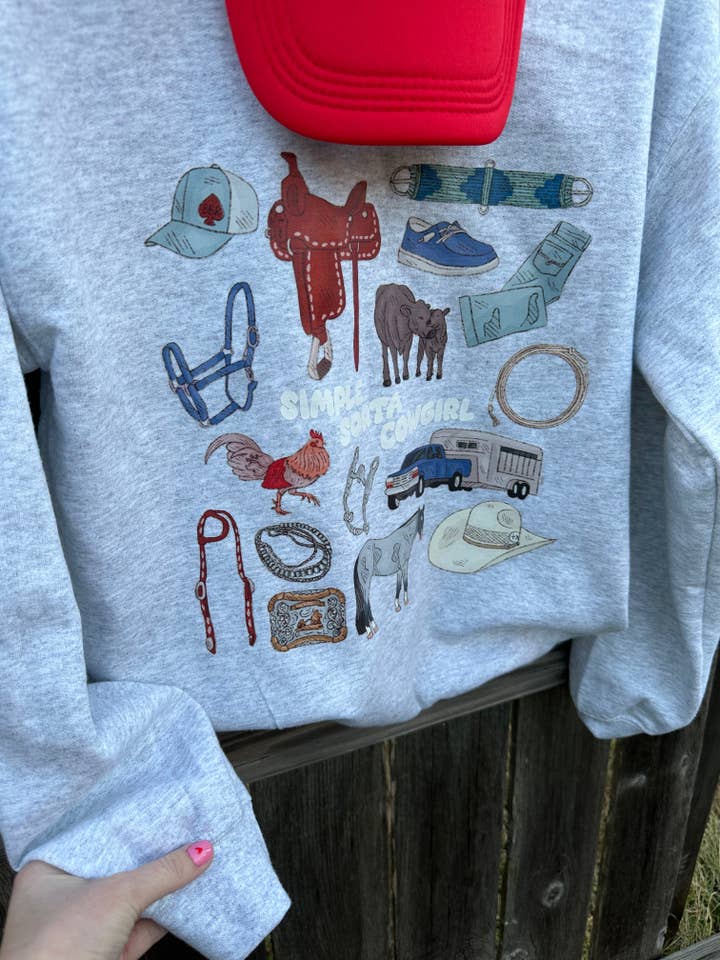 The Branded Blue Roan - Wholesale Graphic Sweatshirt - Women's - Simple Sorta Cowgirl Graphic Tshirt & Crew1