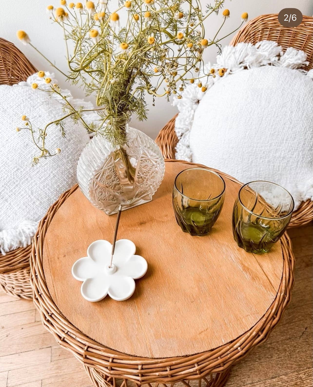 Fire and Moth Co – Engroshandel Røgelsesholder – Farverig beton blomst røgelsesholder med bakke til hjemmet4