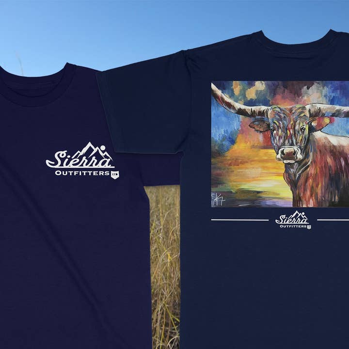 Manches courtes Longhorn - Navy pour la vente par Sierra Outfitters Ltd