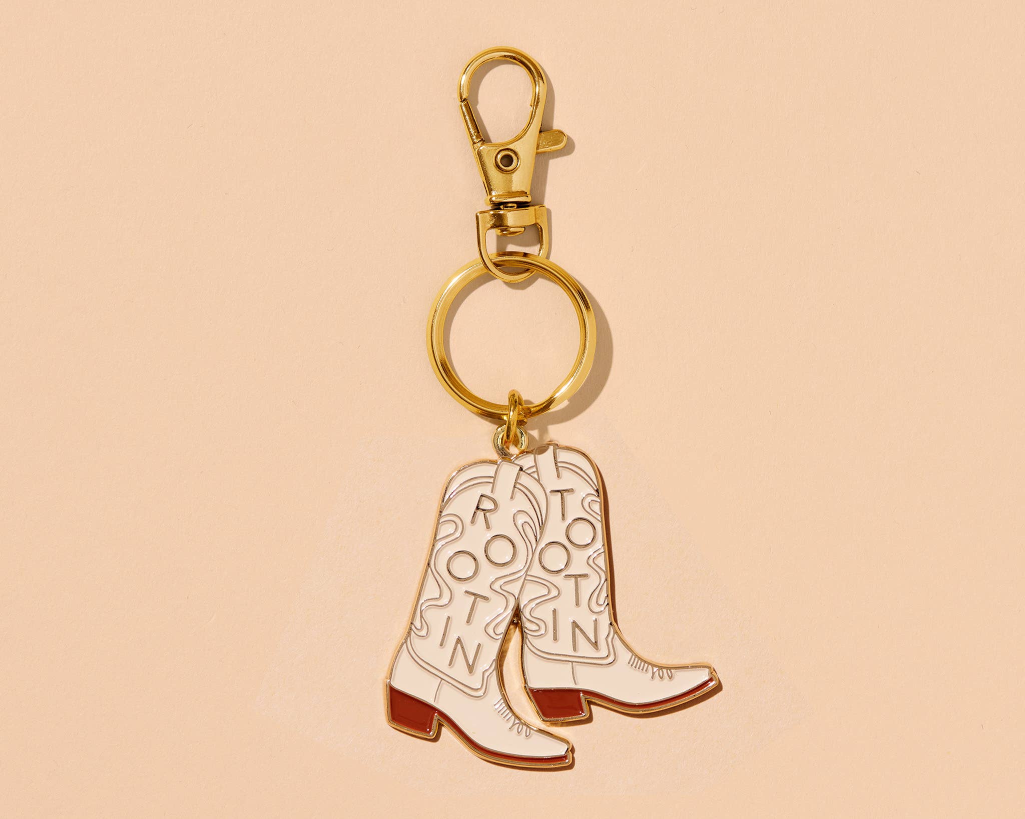 And Here We Are – wholesale Keychain – Unisex – Rootin' Tootin' Western Cowboy Boot Keychain Gift - Stocking stuffer Holiday gift guide secret Santa white elephant gift
