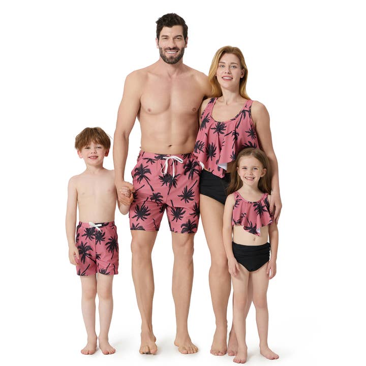 Familjematchande baddräktsset med palmmönster för wholesale av PatPat Matching