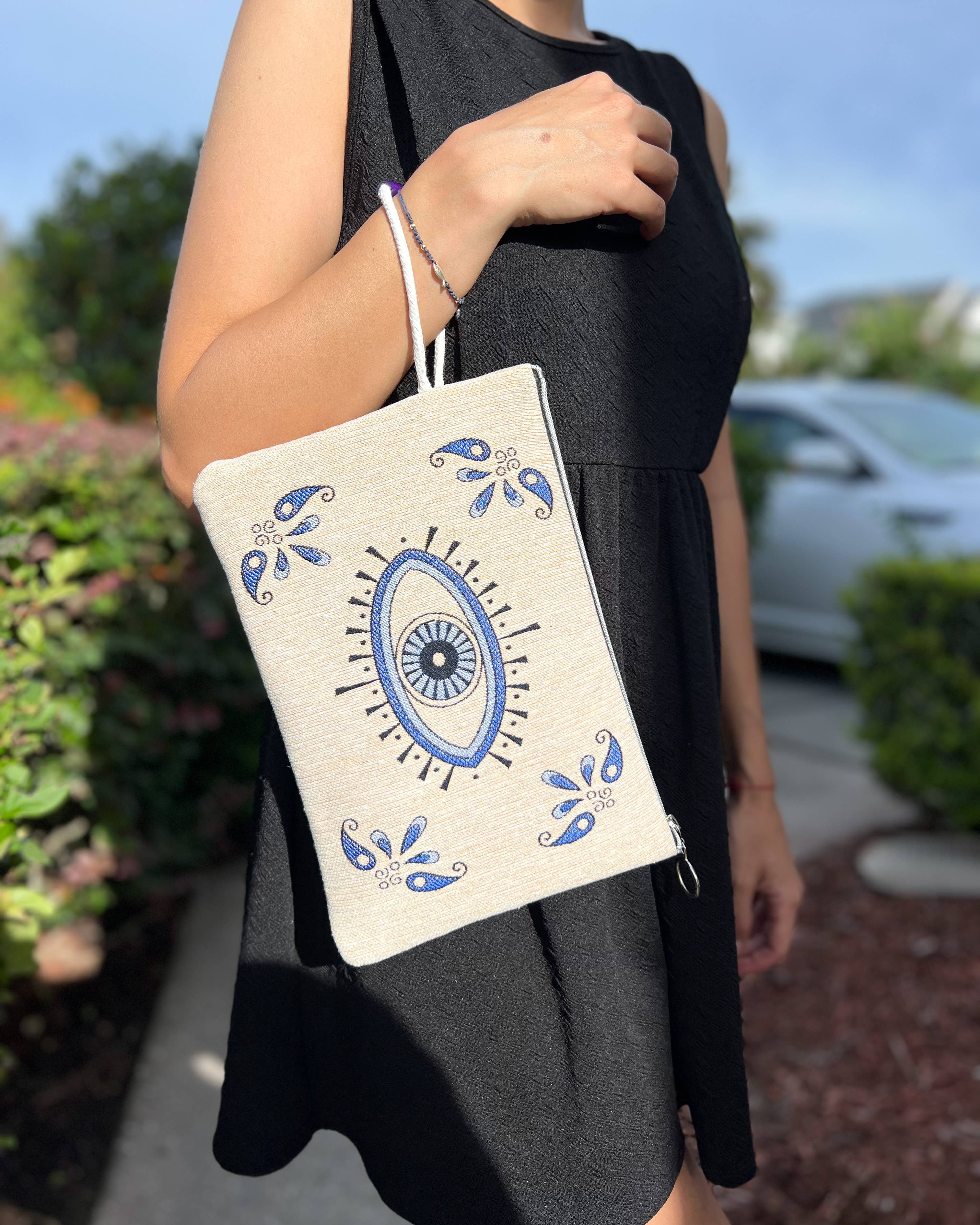 Umays Boho – wholesale Clutch bag – women's – Evil Eye Clutch with Wristlet, Boho iPad Sleeve3