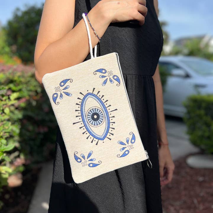Umays Boho – wholesale Clutch bag – women's – Evil Eye Clutch with Wristlet, Boho iPad Sleeve3