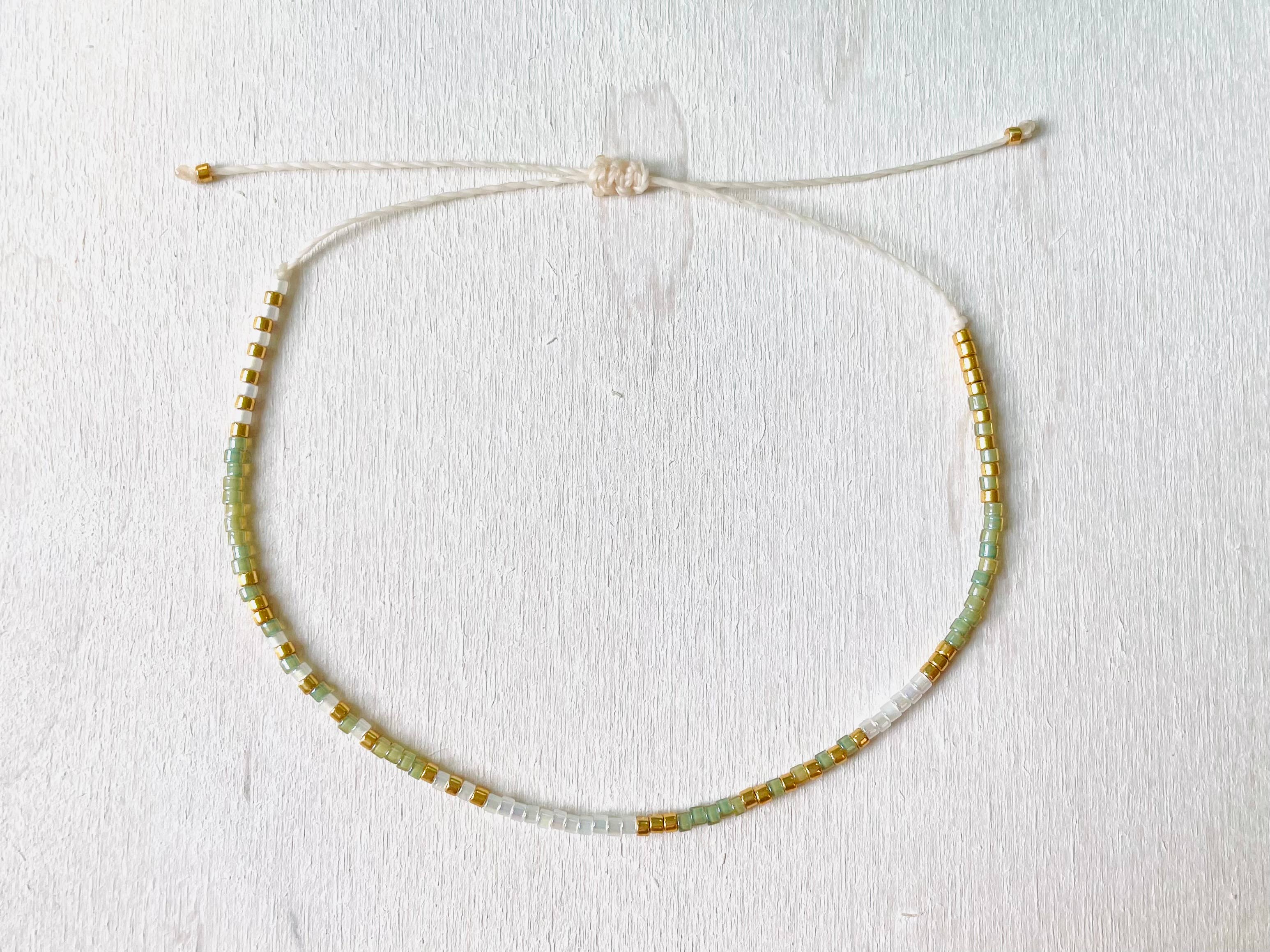 Atelline - Wholesale Beaded Bracelet - Adjustable Miyuki Pearl Bracelet in Nylon, Rocaille1