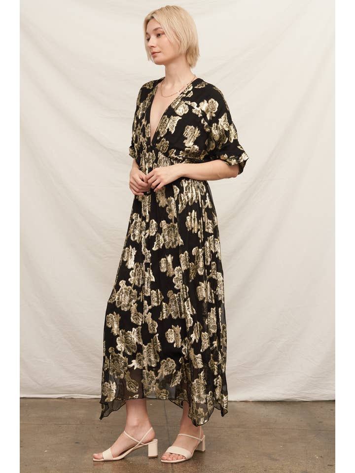 En Crème - Vente Robe – femme - Robe longue à manches kimono à col en V2