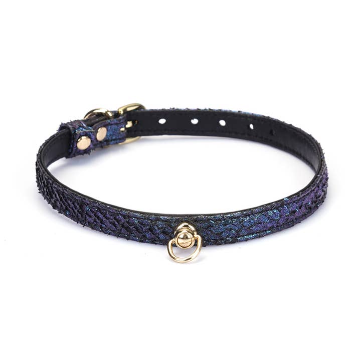 Gelimiteerde editie van paarse zalmkleurige leren choker voor wholesale door Liebe Seele