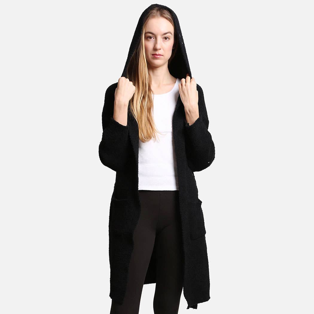 Fashion City - Venta al por mayor Bata - Mujer - Bata con capucha suave de color liso con bolsillo3