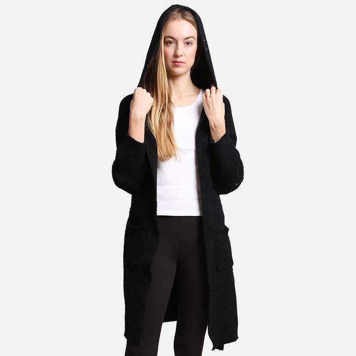 Fashion City - Wholesale Robe – Women's - Solid Color Soft Hooded Robe w Pocket12