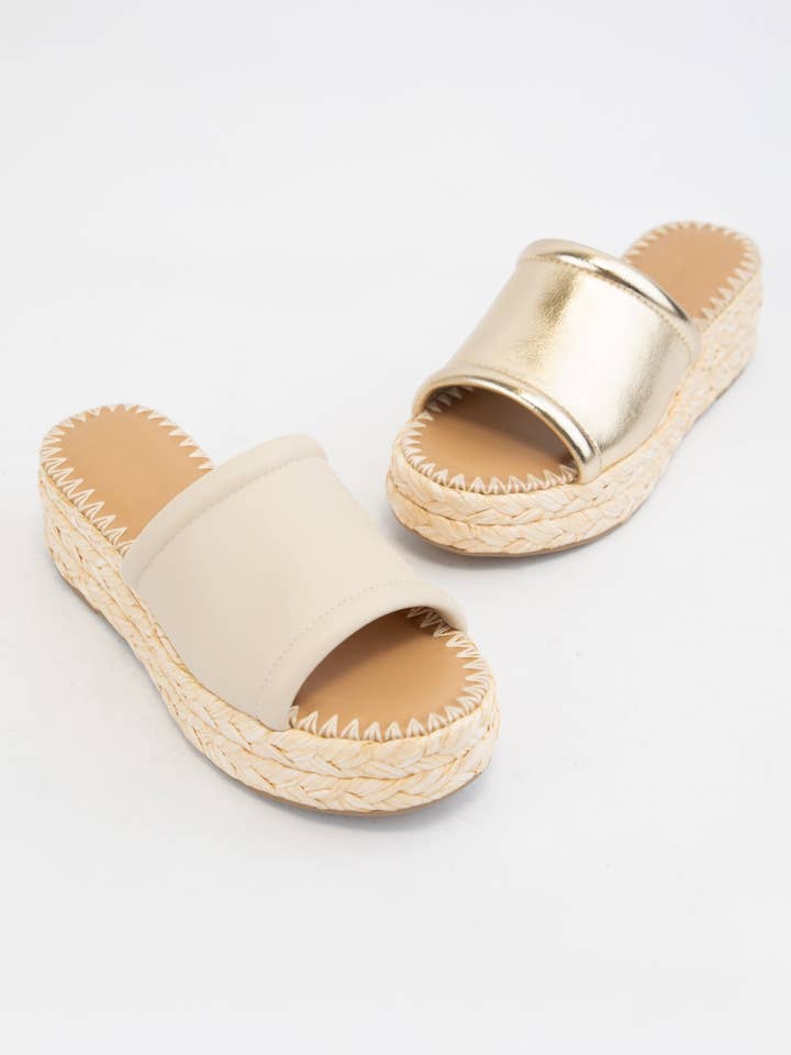 CCOCCI - Wholesale Platform Heels - Women's - MONTE CHUNKY PLATFORM RAFFIA HEEL SLIP ON WEDGE