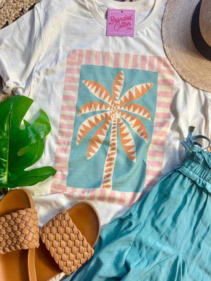 Branded Cotton - Wholesale Screen Printed T-Shirt - Women's - Summer Palm