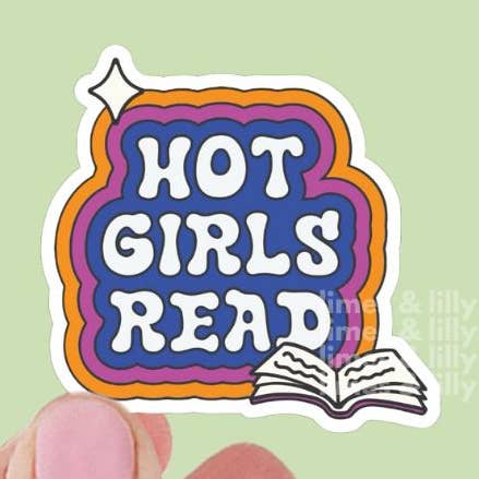 Hotte piger læser bøger retro citat vinylklistermærke for engroshandel hos Limes & Lilly