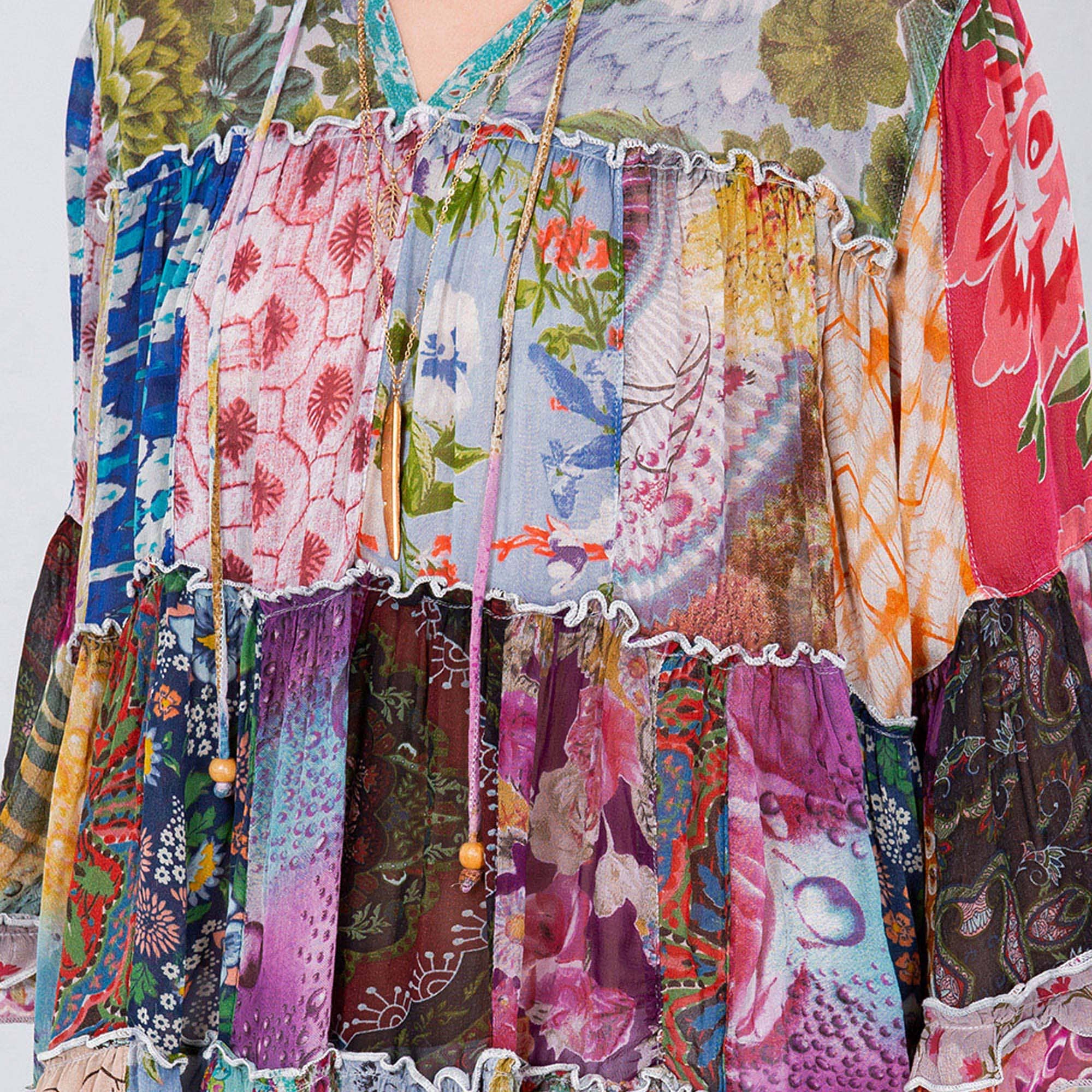 Young Threads - Venta al por mayor Blusa - Mujer - Top Jhabla con Cuello de Banda Teñido Chic (Nuevo Color)13